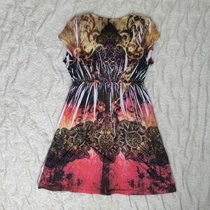 Shana‎ K Y2K  Womens Large Dress Scoop Neck Multicolor Colorful Vibrant